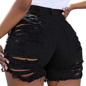 NWOT Distressed Black High Waisted Shorts